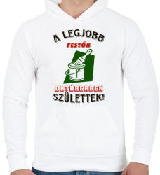 printfashion Festő szülinap színes - Férfi kapucnis pulóver - Fehér (5476499)