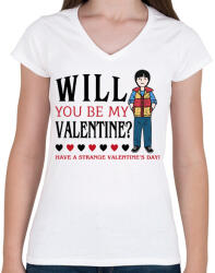 printfashion Strange valentine - Will - Női V-nyakú póló - Fehér (11699076)