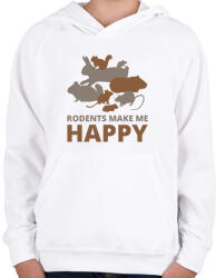 printfashion Rodents make me happy - Gyerek kapucnis pulóver - Fehér (13424366)