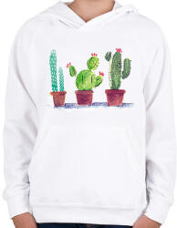 printfashion Watercolor style Cactus - Gyerek kapucnis pulóver - Fehér (1616470)