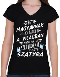 printfashion Szatyor a szatyorban - Női V-nyakú póló - Fekete (4841746)