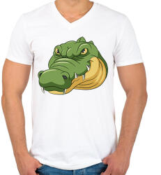 printfashion Krokodil - Férfi V-nyakú póló - Fehér (2235001)
