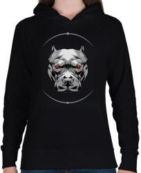 printfashion Pitbull fej - Női kapucnis pulóver - Fekete (1007690)