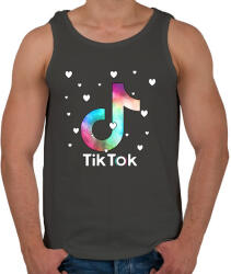 printfashion Tiktok fehér szivecskékkel - Férfi atléta - Sötétszürke (4595924)
