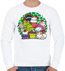 printfashion Karácsonyi cicás- Meowy - Férfi pulóver - Fehér (5721666)