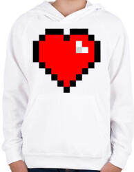 printfashion 8bit szív - Gyerek kapucnis pulóver - Fehér (1171391)