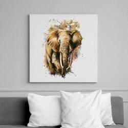 printfashion Painted Elephant - Vászonkép - Fehér (6625460)
