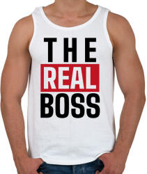 printfashion Családi - The real boss (feleség) - Férfi atléta - Fehér (15047458)