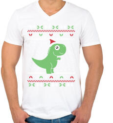 printfashion Dínós csúnya pulcsi - Férfi V-nyakú póló - Fehér (14611910)