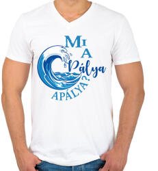 printfashion Mi a pálya, apálya? - Férfi V-nyakú póló - Fehér (16514528)