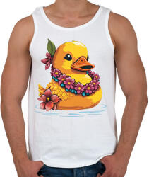 printfashion Gumikacsa hawaii virágfüzérrel - Férfi atléta - Fehér (12472092)