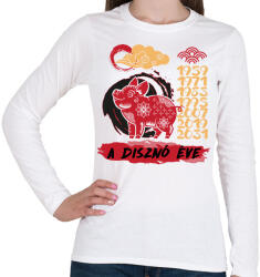 printfashion A disznó éve - Női hosszú ujjú póló - Fehér (7614280)