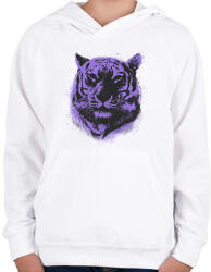 printfashion Lila tigris - Gyerek kapucnis pulóver - Fehér (13388069)