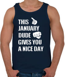 printfashion Ez a januári csávó szép napot kíván neked - Férfi atléta - Sötétkék (1365630)