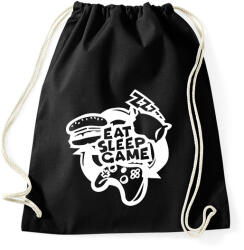 printfashion eat sleep game repeat - Sportzsák, Tornazsák - Fekete (16649207)