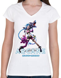 printfashion Jinx - Arcane - Női V-nyakú póló - Fehér (14747411)