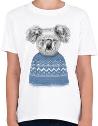 printfashion Winter koala - Gyerek póló - Fehér (464290)