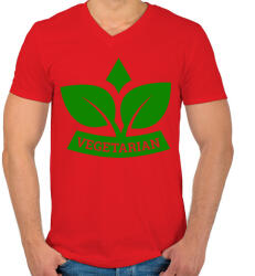 printfashion Vegetarian - Férfi V-nyakú póló - Piros (2398846)