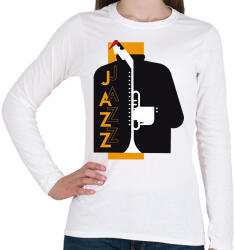 printfashion Jazz-Jazz - Női hosszú ujjú póló - Fehér (7655660)