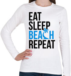 printfashion Eat Sleep Beach - Női hosszú ujjú póló - Fehér (1604028)
