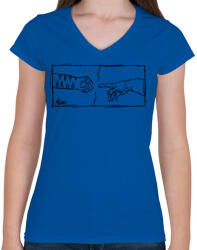 printfashion Meow - Női V-nyakú póló - Királykék (2213849)