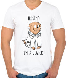 printfashion Állatorvos - Férfi V-nyakú póló - Fehér (5126300)