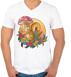 printfashion Mókus az esőben - Férfi V-nyakú póló - Fehér (13548085)