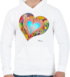 printfashion sziv2 - Férfi kapucnis pulóver - Fehér (759761)