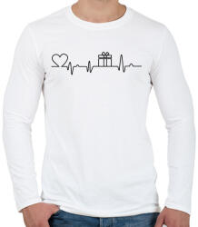 printfashion Karácsonyi szívritmus - Férfi hosszú ujjú póló - Fehér (1098237)