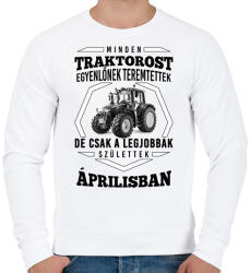 printfashion TRAKTOROS SZÜLINAP - Április - Férfi pulóver - Fehér (2647207)