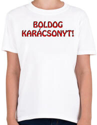 printfashion Boldog karácsonyt - Gyerek póló - Fehér (5783463)