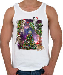 printfashion Macskás karácsony - Férfi atléta - Fehér (11425927)