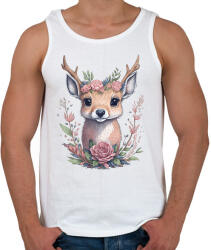 printfashion Cuki szarvas bébi virágokkal - Férfi atléta - Fehér (13181769)