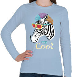 printfashion Cool zebra - Női hosszú ujjú póló - Világoskék (9477292)