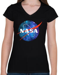 printfashion nasa - Női V-nyakú póló - Fekete (15492873)