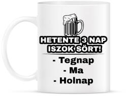 printfashion Hetente 3 nap iszok sört! - Bögre - Fehér (5373971)
