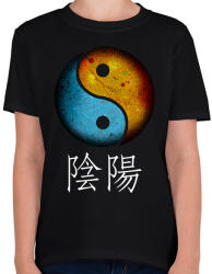 printfashion Yin és Yang - Gyerek póló - Fekete (5340130)