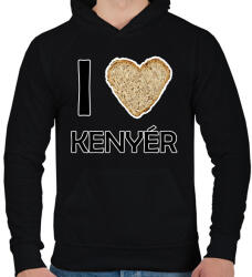 printfashion I love kenyér - Férfi kapucnis pulóver - Fekete (12758130)