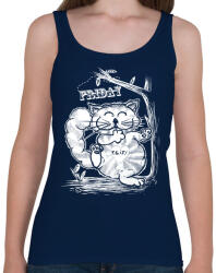 printfashion T. G. I. F. Cat - Női atléta - Sötétkék (384913)
