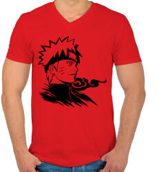 printfashion Naruto fekete - Férfi V-nyakú póló - Piros (5665013)