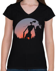 printfashion Siren head 2 - Női V-nyakú póló - Fekete (3676828)