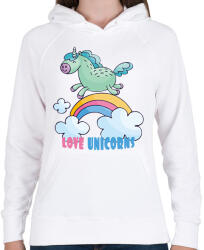 printfashion Love Unicorns - Női kapucnis pulóver - Fehér (1610728)