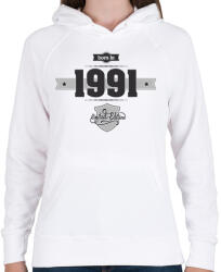 printfashion born-in-1991-(dark&lightgrey) - Női kapucnis pulóver - Fehér (474575)