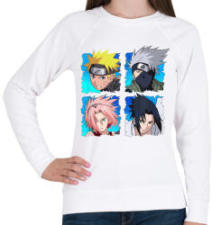 printfashion Naruto 4 karakter - Női pulóver - Fehér (4772016)