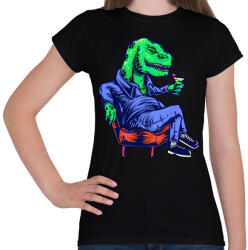 printfashion Dino chill - Női póló - Fekete (14213162)