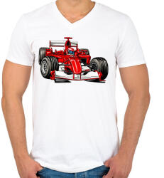 printfashion Forma 1 - Férfi V-nyakú póló - Fehér (15610762)