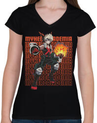 printfashion My Hero Academia Katsuki Bakugo - Női V-nyakú póló - Fekete (16388589)