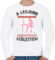 printfashion Informatikus nő szülinapja augusztus - Férfi pulóver - Fehér (5655229)