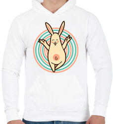 printfashion Jóga nyuszi - Férfi kapucnis pulóver - Fehér (2372697)