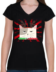 printfashion VÉGRE KARÁCSONY - Női V-nyakú póló - Fekete (10831028)